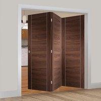 Thrufold Forli Walnut Flush 3+0 Folding Door - Aluminium Inlay - Prefinished