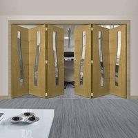 Thrufold Cadiz Oak 3+3 Folding Door - Clear Glass - Prefinished