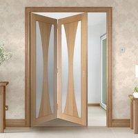 Thrufold Verona Oak 2+0 Folding Door - Obscure Glass