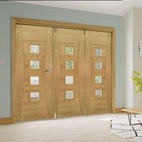 thrufold pamplona oak flush 21 folding door clear glass prefinished