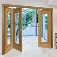 Thrufold Minerva Oak 2+1 Folding Door - Bevelled Clear Glass - Prefinished