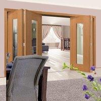 Thrufold Axis Shaker Oak 2+2 Folding Door - Clear Glass - Prefinished