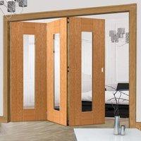 thrufold axis shaker oak 30 folding door clear glass prefinished