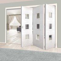 Thrufold Ripple White 3+0 Folding Door - Clear Glass