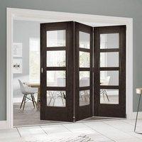 Thrufold Montreal Dark Grey Ash 3+0 Folding Door - Clear Glass - Prefinished