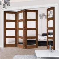 thrufold coventry walnut shaker 31 folding door clear glass prefinishe ...