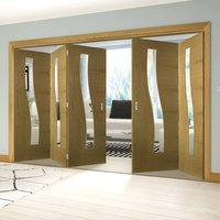 thrufold cadiz oak 32 folding door clear glass prefinished