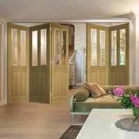 thrufold bury oak 32 folding door clear bevelled glass prefinished