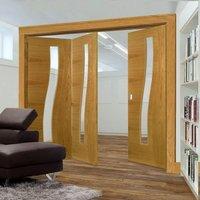 thrufold cadiz oak 21 folding door clear glass prefinished