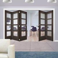 Thrufold Montreal Dark Grey Ash 3+2 Folding Door - Clear Glass - Prefinished