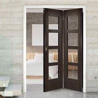 Thrufold Montreal Dark Grey Ash 2+0 Folding Door - Clear Glass - Prefinished