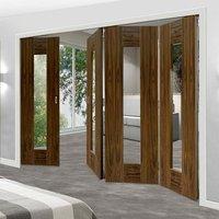 Thrufold Axis Shaker Walnut 3+1 Folding Door - Clear Glass - Prefinished