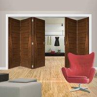 Thrufold Contemporary Cadiz Walnut 3+2 Folding Door - Prefinished