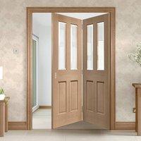 Thrufold Malton Oak 2+0 Folding Door - Bevelled Clear Glass - No Raised Mouldings