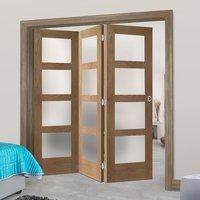 thrufold shaker oak 4 pane 30 folding door obscure glass