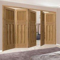 Thrufold Rustic Oak 1930 DX Shaker 3+2 Folding Door - Prefinished