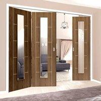 thrufold eco mocha walnut 21 folding door clear glass prefinished