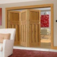 Thrufold Rustic Oak 1930 DX Shaker 3+0 Folding Door - Prefinished