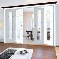 Thrufold Eco Blanco Satin White 2+2 Folding Door - Clear Glass - Prefinished