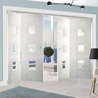 Thrufold Ripple White 2+2 Folding Door - Clear Glass