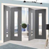 Thrufold Nuance Ardosia Slate Grey Flush 2+2 Folding Door - Clear Safety Glass, Pre-finished