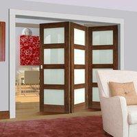 thrufold coventry walnut shaker 30 folding door frosted glass prefinis ...