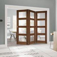 Thrufold Coventry Walnut Shaker 3+0 Folding Door - Clear Glass - Prefinished