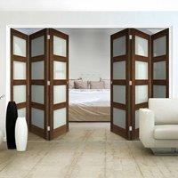 Thrufold Coventry Walnut Shaker 3+3 Folding Door - Frosted Glass - Prefinished