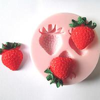 three holes strawberry fruit silicone mold fondant molds sugar craft t ...