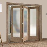 Thrufold Pattern 10 Shaker Oak 3+0 Folding Door - Obscure Glass