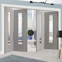 Thrufold Laminates Lava Painted 2+2 Folding Door - Clear Safety Glass is Prefinished