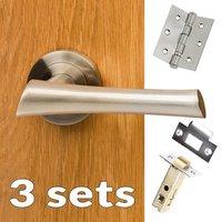 three pack corsica mediterranean lever on rose satin nickel handle