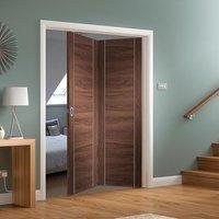 thrufold forli walnut flush 20 folding door aluminium inlay prefinishe ...