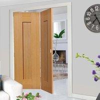 Thrufold Axis Shaker Oak Panelled 2+0 Folding Door - Prefinished