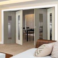 Thrufold Nuance Viridis Cream Flush 2+2 Folding Door - Clear Safety Glass, Pre-finished