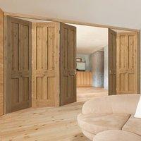 Thrufold Rustic Oak Shaker 4 Panel 3+2 Folding Door - Prefinished