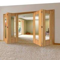 Thrufold Rhodesia Oak 2+2 Folding Door - Clear Glass - Prefinished