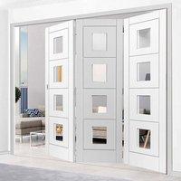 Thrufold Quattro White 3+0 Folding Door - Clear Glass