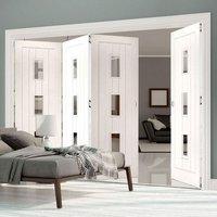 Thrufold Ely 3+1 Folding Door - Clear Glass - White Primed