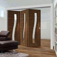 thrufold contemporary cadiz walnut 30 folding door clear glass prefini ...