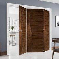 Thrufold Contemporary Cadiz Walnut 3+0 Folding Door - Prefinished