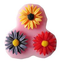 Three Holes Sunflower Silicone Mold Fondant Molds Sugar Craft Tools Resin flowers Mould For Cakes