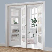 Thrufold Shaker 4 Pane 2+1 Folding Door - Clear Glass - White Primed