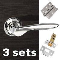 three pack malta mediterranean lever on round c rose polished chrome h ...