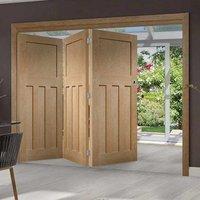 Thrufold DX 1930\'S Oak Panel 3+0 Folding Door - Prefinished