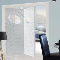 Thrufold Oriole White 2+0 Folding Door - Clear Glass