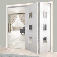 Thrufold Ripple White 2+0 Folding Door - Clear Glass