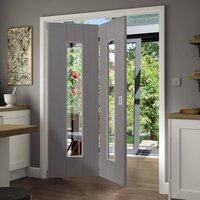 Thrufold Nuance Ardosia Slate Grey Flush 2+0 Folding Door - Clear Safety Glass, Pre-finished