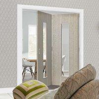 Thrufold Nuance Viridis Cream Flush 2+0 Folding Door - Clear Safety Glass, Pre-finished