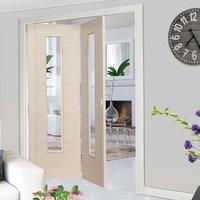 Thrufold Laminates Ivory Painted 2+0 Folding Door With Clear Safety Glass is Prefinished